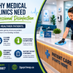 Medical office cleaning Aurora with commercial cleaners disinfecting a professional healthcare clinic